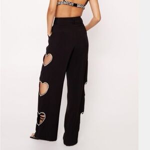 Black cut out rhinestone heart trouser pants nasty gal size 4 SOLD OUT